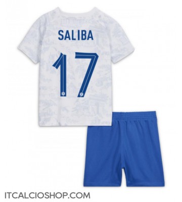 Francia William Saliba #17 Seconda Maglia Bambino Mondiali 2022 Manica Corta (+ Pantaloni corti)